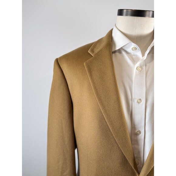 Ragan Burns Mens Blazer Mustard Two Button Cashmere Sports Coat Suit Jacket 44L - Picture 9 of 14